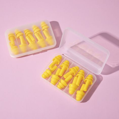 Bouchons d'oreille, 5 paires de bouchons d'oreille anti-bruit pour le sommeil, protection auditive, étude du sommeil, voyage de travail(jaune)
