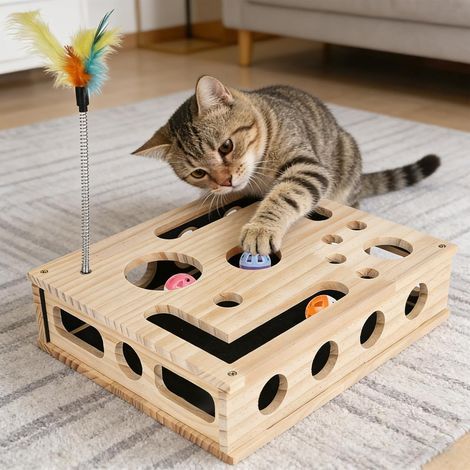 Katzenlabyrinth, Kartonpuzzle, doppelseitiger Kratzbaum, Anti-Stress-Spielzeug, Indoor-Accessoire (1/5)
