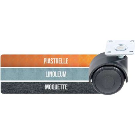 RUOTE NYLON 40MM CON PIASTRA