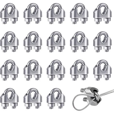 Collier De Câble En Acier Inoxydable - Collier Selle Avec Boulon En U M3 - Pour Câbles De 3 Mm - Usage Intérieur Extérieur Industriel Jardin - Lot De 18 Pièces (1/5)