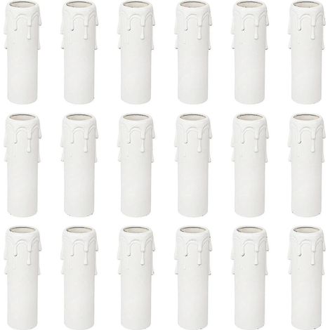 Ensemble de 18 bougeoirs à effet goutte à goutte (100 x 25 mm) idéal pour la décoration de sapin de Noël et le remplacement des supports de bougies pour lustres et appliques murales. (1/5)