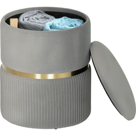 Light Grey Velvet Storage Ottoman for Stylish Home Organization and Comfortable Seating