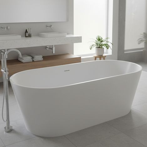 Voda Design Garda 1700 x 800 Freestanding Double Ended Bath (Slim Oflow White Waste) (1/3)
