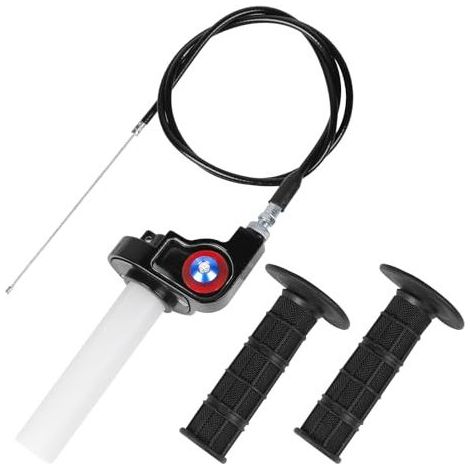 Kit d'accélérateur rapide pour moto, poignée d'accélérateur en aluminium de 22 mm avec câble de 1,2 m et poignées, accélérateur à course courte Motoflow pour motocross, VTT, dirt bike 50 cc à 200 cc (1/5)