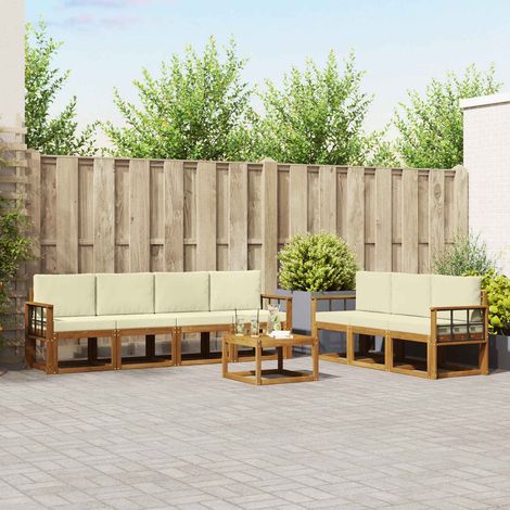 vidaXL Outdoor-Sofagarnitur mit Kissen 8 pcs Natur und Creme (1/5)