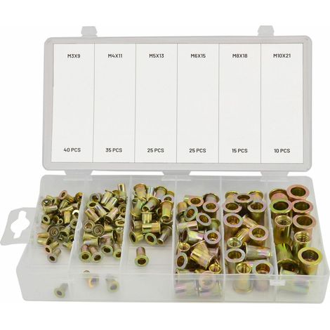Tuercas de acero Awtools, 150 piezas, tamaños M3-M10, ideales para fijación de componentes, alta resistencia, durabilidad, versatilidad en aplicaciones mecánicas y de construcción. (1/2)