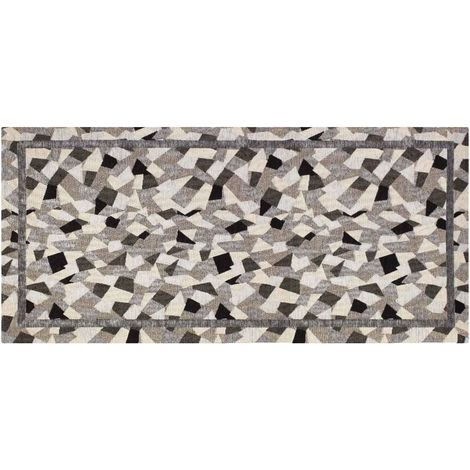 Tappeto Cucina In Ciniglia Arredo Moderno Passatoia Multiuso Ingresso Corridoio Antiscivolo Prodotto Italiano Disegni Piazzati Cotone Varie Misure Lavabile In Lavatrice Lavatrice Mosaico Grigio - 57x8