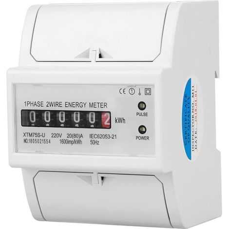 SABIR Compteur KWh, Compteur électrique électronique à 2 fils, Compteur électrique monophasé, Compteur électrique à rail DIN, pour la maison(20(80) A) (1/5)