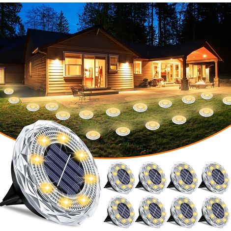 8er-Pack wasserdichte Solar-Bodeneinbauleuchten für Außenbereiche, Höfe und Gärten helle Solar-Scheibenleuchten Landschaftsbeleuchtung für Terrassen und Wege (1/5)