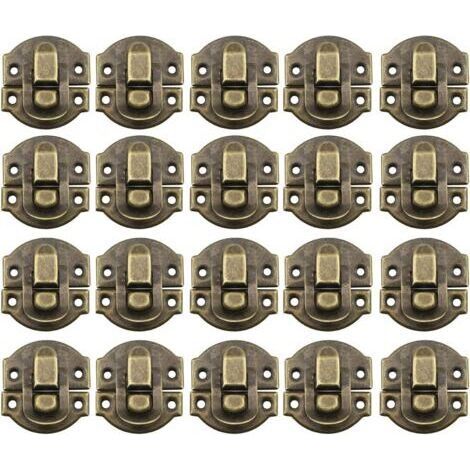 BUNTHAUS Ahlsen 20Pcs Fermoir Métal Verrouillage Moraillon Vintage Boîte Porte Coque Coffre Fer Ensemble Loquet Tiroir Antique pour Armoire à Bijoux en Bois Décoratif (Bronze)