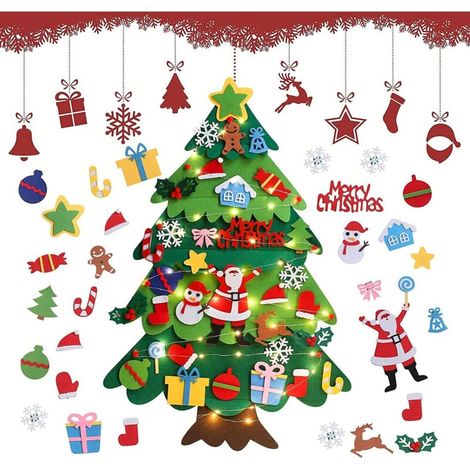 Children's felt Christmas tree, DIY felt tree decoration, with 32 ornaments (1/4)
