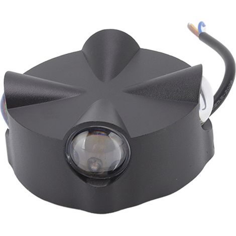 Luminaire murale LED ronde 4W 4LED, design minimaliste, éclairage 4 faces, lampe de chevet en aluminium, moderne, créative, pour couloir, extérieur, cour, terrasse, boîtier noir, lumière chaude. (1/5)