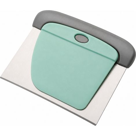 Lot de 2 outils à pâte : coupe-pâte et raclette, vert et gris (1/5)