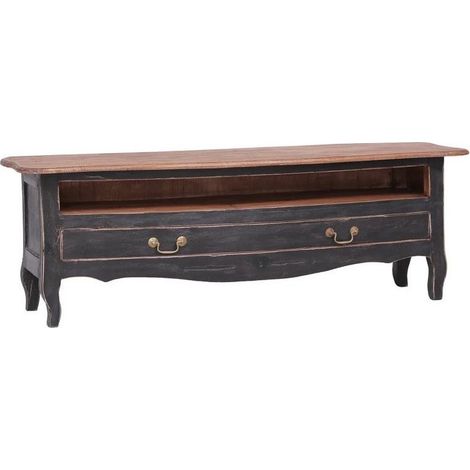 Meuble TV 1 tiroir bois de récupération blanc Lommi 120 cm (1/4)