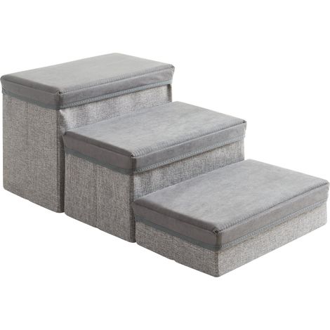 Scala a 3 gradini per animali domestici 75 x 40 x 30 cm grigio 030009456