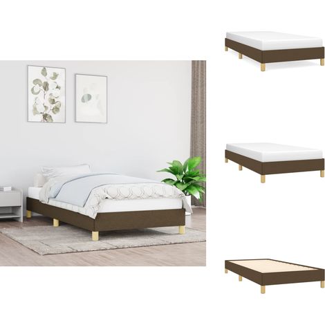 Cadre de lit sans matelas marron foncé 90x190 cm tissu - Cadre De Lit - Lit Double - Literie - Meuble Chambre - Meubles Chambre À Coucher (1/5)
