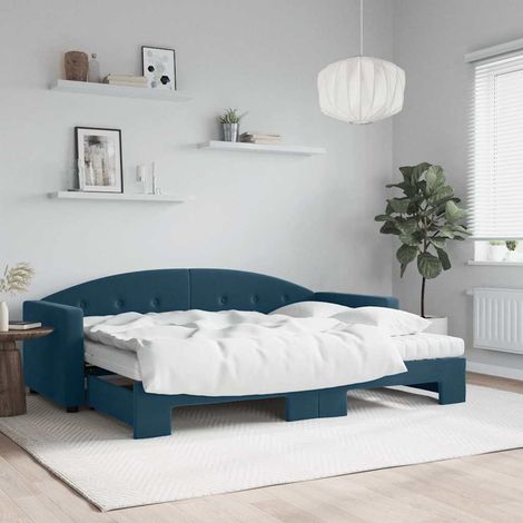 vidaXL Sofá cama nido con colchón terciopelo azul 80x200 cm (1/5)