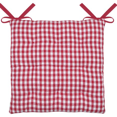 Galette de chaise double face à 9 points en polycoton Rouge 40x40 cm