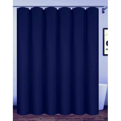 Rideau de douche imperméable extra long en polyester avec crochets Bleu marine 180 x 180 cm (1/5)