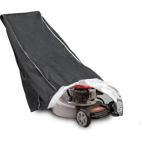 Housse de tondeuse à gazon noire, bâche de tondeuse à pousser en polyester Oxford 600D, accessoires de tondeuse à gazon d'extérieur, anti-poussière, neige, protection UV - Ajustement universel 86L x 2 (1/5)