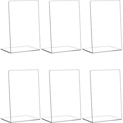 Lot de 6 Serre-Livres en Acrylique Transparent, Organisateur de Serre-Livres, pour Bureau, Livres de bibliothèque, Fournitures Scolaires, étagères (1/5)