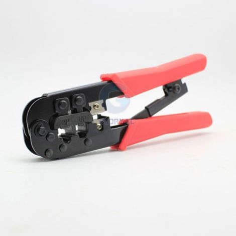Pince À Sertir RJ45 RJ11 - Poignées Ergonomiques Rouges - Pour Câblage Réseau Et Télécom - 1 Pièce (1/3)