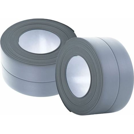 (2 Stück grau) Flexible Sockelleiste – Abschlussleiste für Küche und Bad, 38 mm, 3,2 m, selbstklebend, flexible Faltleiste, Dichtungsleiste, anthrazit (1/5)