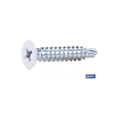 Pack mit 500 flachen selbstbohrenden Schrauben 4,2 x 14 weiß