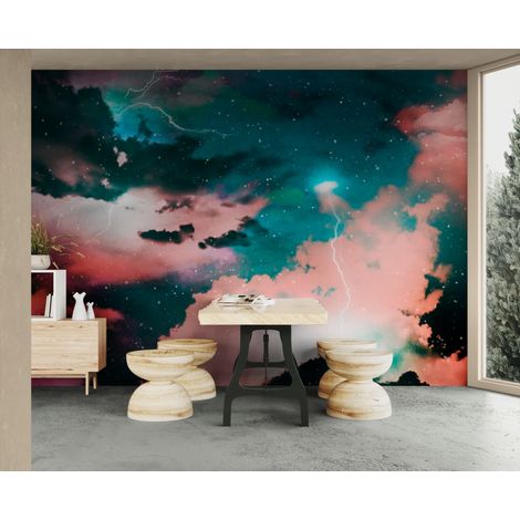 Papier peint paysage – Nuages cosmiques électriques - 150 x 250 cm (1/2)