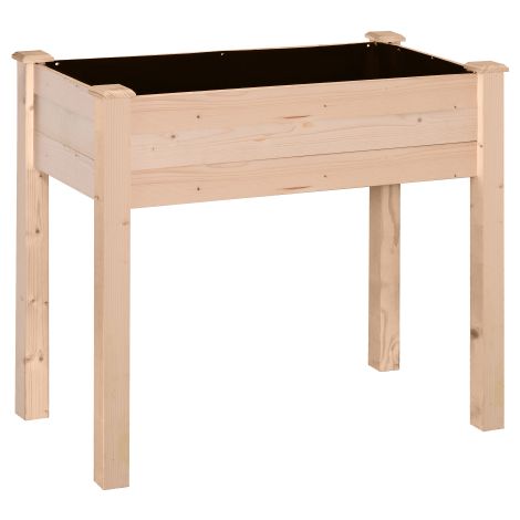 Sturdy Rectangular Wooden Planter Box for Flowers, Indoor/Outdoor Use, Fir Wood, Oak Finish, 86cm x 46cm x 76cm