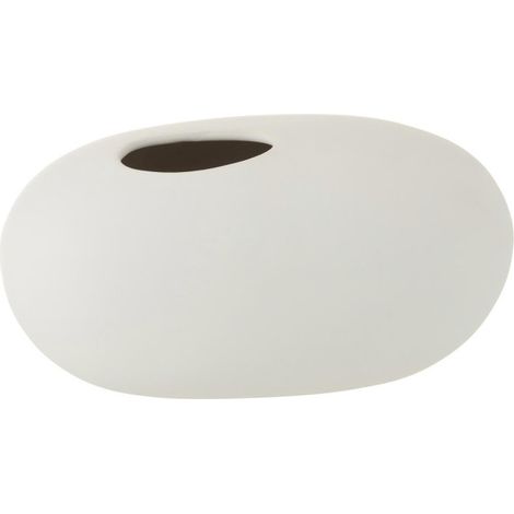 Vase Design "Ovale Céramique" 25cm Blanc Mat