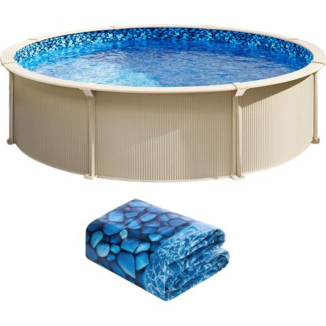 Mophorn Revestimiento para piscina redonda de 33 pies en estilo Unibead: vinilo duradero, calibre estándar, altura de pared de 52 pulgadas. Reemplazo ideal para piscinas elevadas con paredes de acero (1/5)