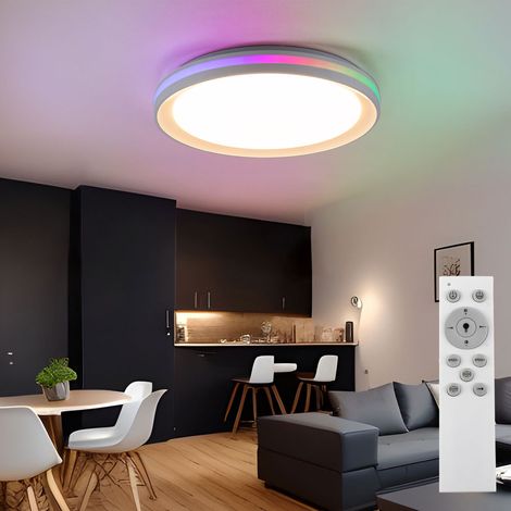 Deckenleuchte Regenbogen Effekt Deckenlampe Dimmer Wohnzimmerlampe LED Farbwechsel LED, mit Fernbedienung, 1x LED 20W 1100Lm 2700-5000 Kelvin, D 40 cm (1/5)