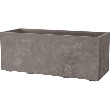Pot de fleurs rectangulaire - DEROMA - Millennium - 97 L - 99 cm - Avec réservoir d'eau et roulettes - Marron (1/5)
