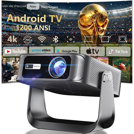 Video Projector Supports 4K 1080P with 5G WiFi 6 and BT 5.2 Projector Support 360° Rotation Portable Video Projector Applicable Laptop/HDMI/TV Stick (1/5)
