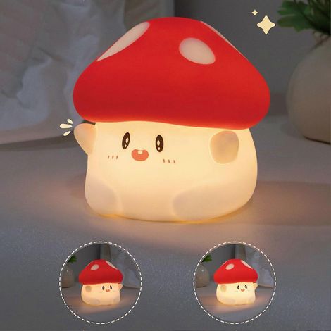 Veilleuse enfant champignon rechargeable USB, forme mignonne et unique, idéale pour l'allaitement et le sommeil. (1/5)