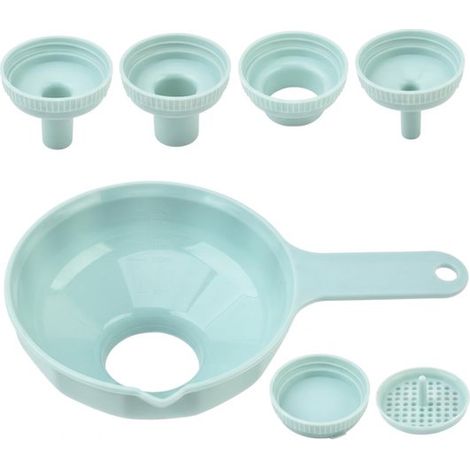 Ensemble d entonnoirs de cuisine polyvalents 7 en 1 à large ouverture Grand entonnoir avec 4 becs interchangeables et 2 passoires plastique (1/5)
