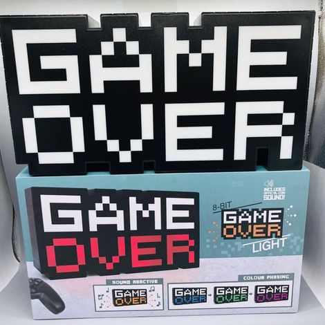 Lampe lumineuse Phonation pour jeux vidéo, icône « GAME OVER », petite lampe colorée rechargeable par USB. (1/5)