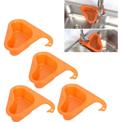 4 paniers d'égouttage de style cygne, paniers de filtration pour déchets de cuisine, égouttoirs suspendus pour fruits et légumes, égouttoirs à séparation sèche et humide pour oranges roses (1/5)