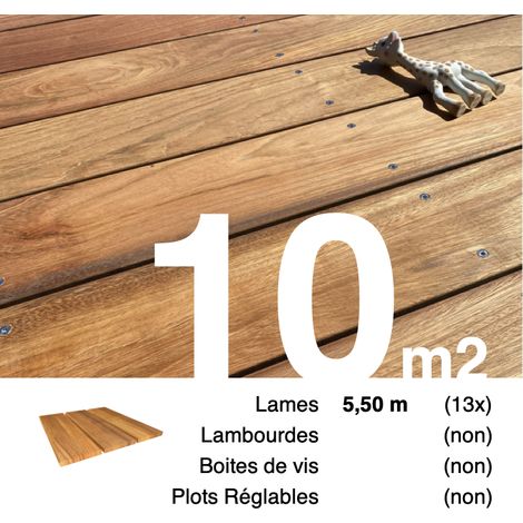 Planches de terrasse bois exotique JATOBA pour 10 m² • Longueur 5,5 m