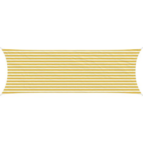 Sunshade Sail Yellow and White 2 x 6 m HDPE vidaXL