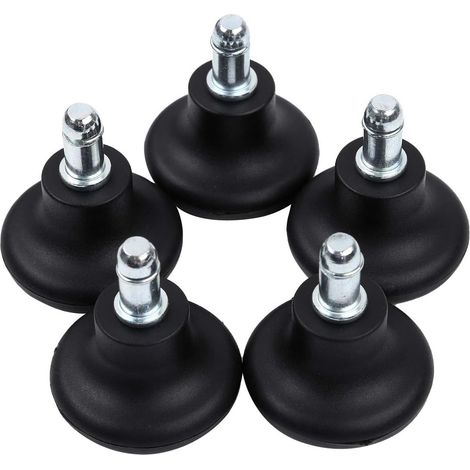 Roulettes fixes – Roues de remplacement pour chaise de bureau – Noires, lot de 5 (1/5)