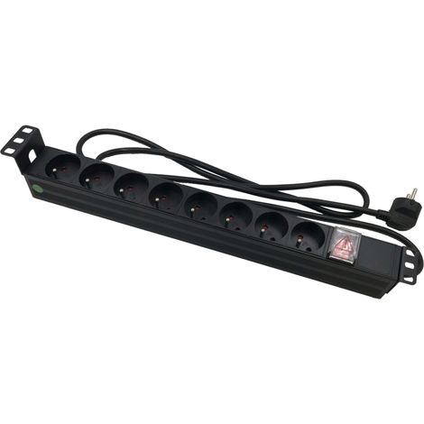 Multiprise 8 prises avec interrupteur pour coffret et baie 19"