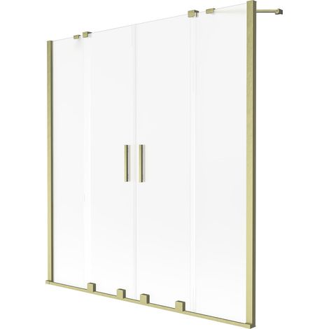 Mexen Velar Duo paratia per vasca da bagno a 2 ante scorrevoli 140 x 150 cm, brina, oro spazzolato - 896-140-000-32-55 (1/2)