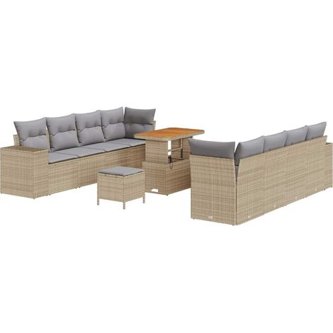 Garden Sofa Set 11 pcs Beige Poly Rattan vidaXL (1/5)