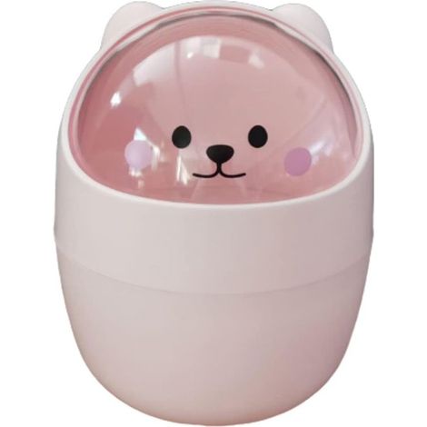 Poubelle Corbeille à Papier en Plastique Rose 12×12×16 cm - Petite Poubelle Légère et Compacte pour Bureau Salle de Bain et Toilettes (1/5)