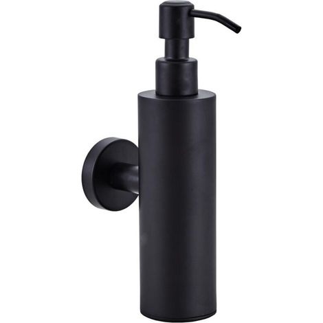 Distributeur de savon - Acier inoxydable - Fixation murale - Noir - 1 pièce (1/5)