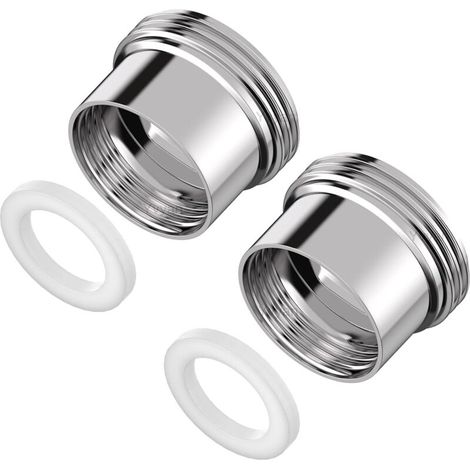 Set di 2 adattatori per rubinetto, filettatura interna F18 (17 mm) a filettatura esterna M22 (21,5 mm), adattatore per aeratore, ideale per aeratori e lavelli (argento, F18-M22)