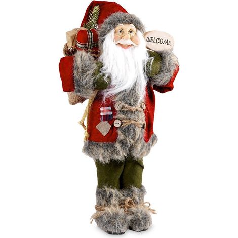 ECD Germany Statuetta Babbo Natale in Poliresina 22 x 14 x 47 cm Pupazzo Rosso e Verde Decorazione Natalizia Statua Invernale Bambola Regalo Figura Decorativa da Tavolo Casa Ufficio Vetrina Negozio (1/5)