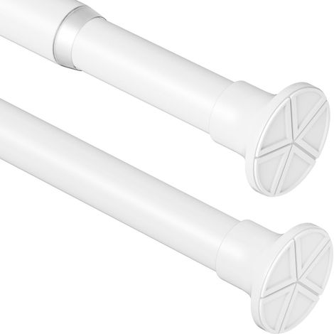 Tringle de douche extensible sans perçage à tension pour vêtements - Tringle télescopique pour rideau de douche, cuisine, placard, blanc, 185-360 cm (1/5)